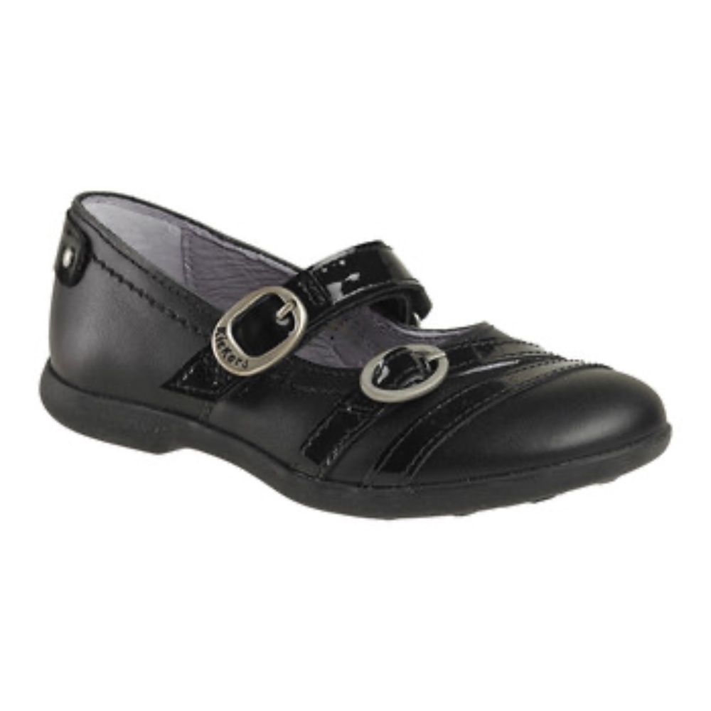 KICKERS Toddler Girl's Black Leather Mary Janes US 8.5 - 9 EURO 25 New in Box